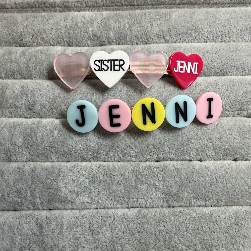 Jenni Heart and Letter Hair Clips Bundle